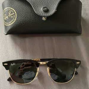 Ray Ban Folding Black Gold Clubmaster